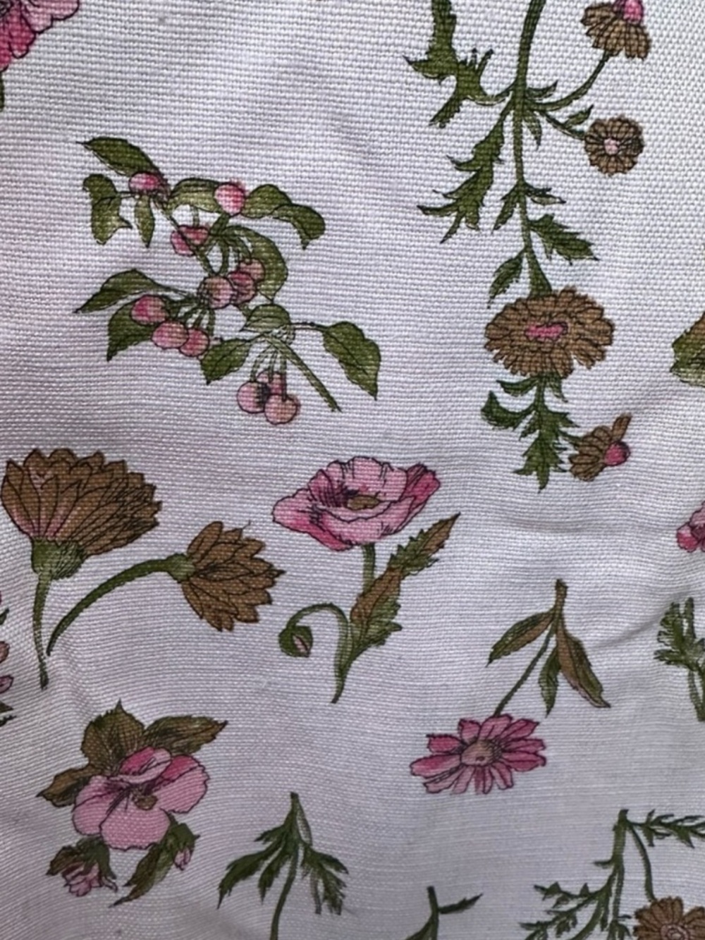 Vintage Denim Weight Pink Floral Fabric Cotton 47”x150”